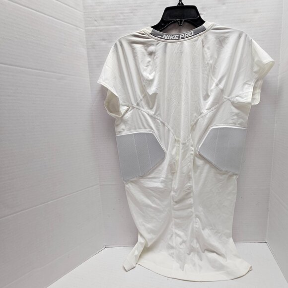 Nike Pro Athletic Compression Shirt Pads Rib Short Sleeve White XXL - Picture 1 of 9
